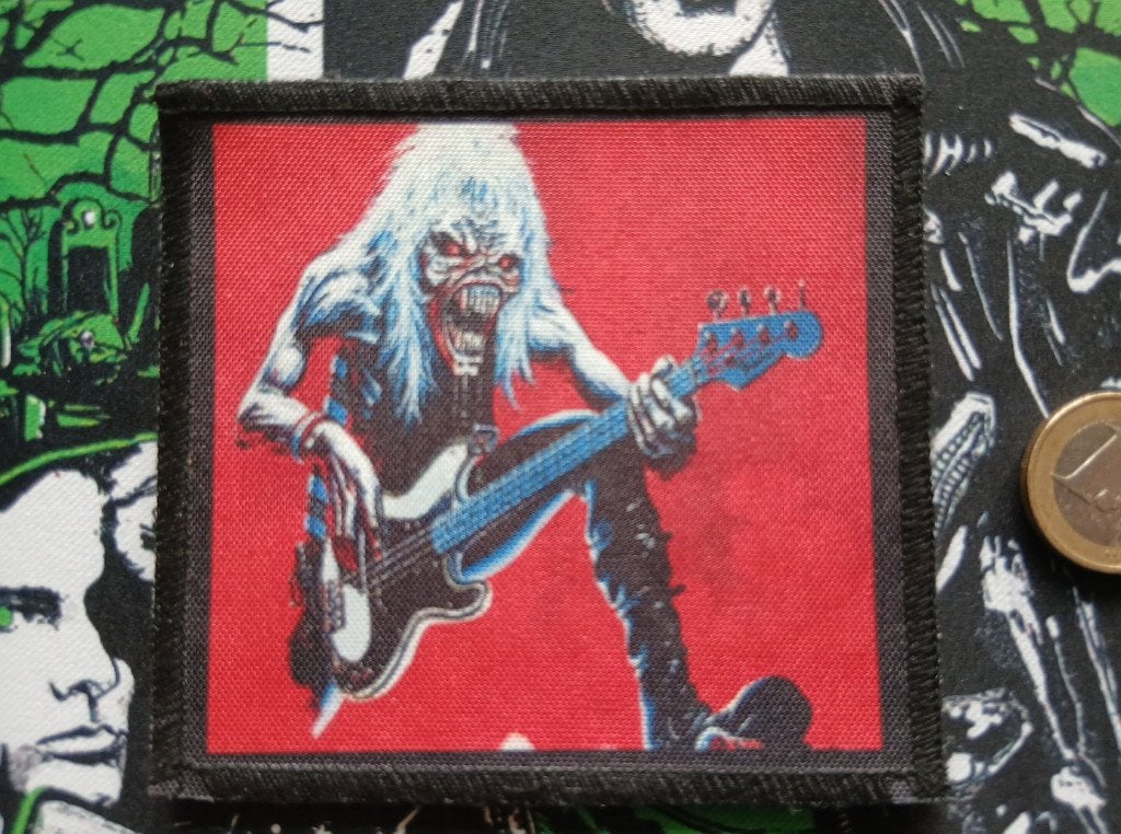 Iron Maiden mooie printed Eddie on bass patch 36, Ophalen of Verzenden, Nieuw, Kleding