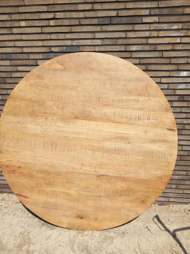 Rond Tafelblad van Mangohout - Gebruikt, Huis en Inrichting, Tafelonderdelen, Ophalen, Gebruikt, Rond, Tafelblad