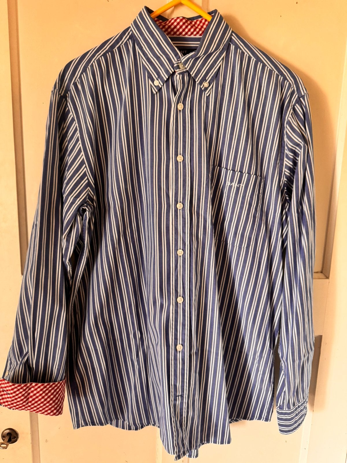 Gant overhemd maat L, Ophalen of Verzenden, Zo goed als nieuw, Blauw, Halswijdte 41/42 (L)