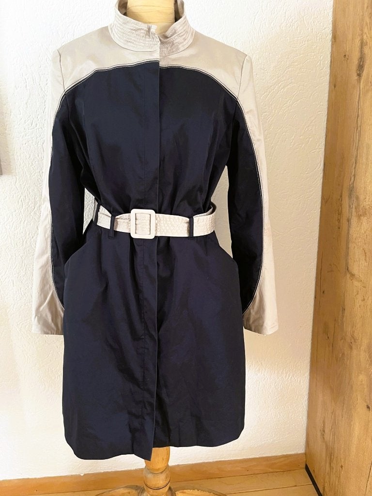 Mart Visser trenchcoat maat 42 blauw lichtgrijs ZGAN, Maat 42/44 (L), Zo goed als nieuw, Mart Visser, Verzenden