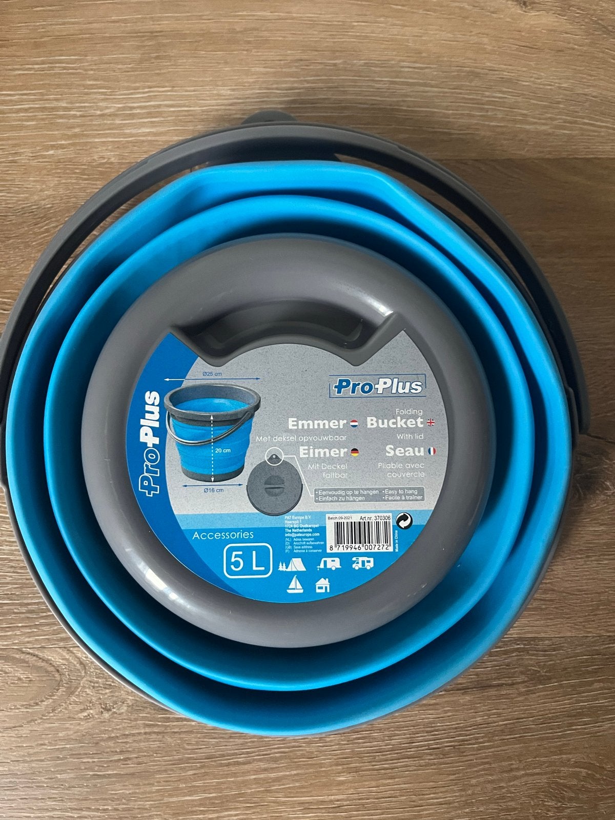 Pro-Plus Opvouwbare Emmer met Deksel - 5L, Ophalen of Verzenden, Nieuw