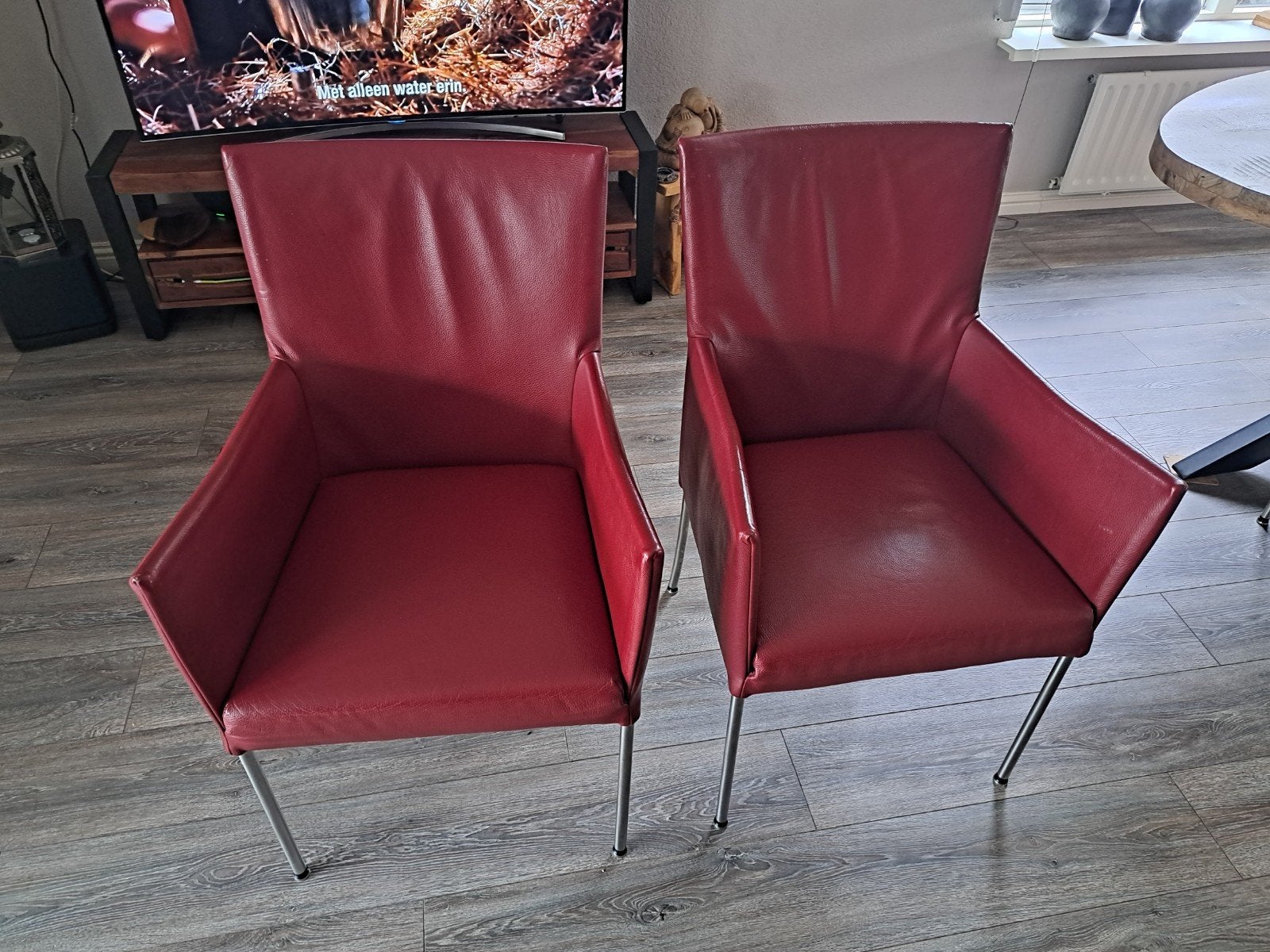 eettafel stoelen, Huis en Inrichting, Stoelen, Ophalen, Leer, Zo goed als nieuw, Vier