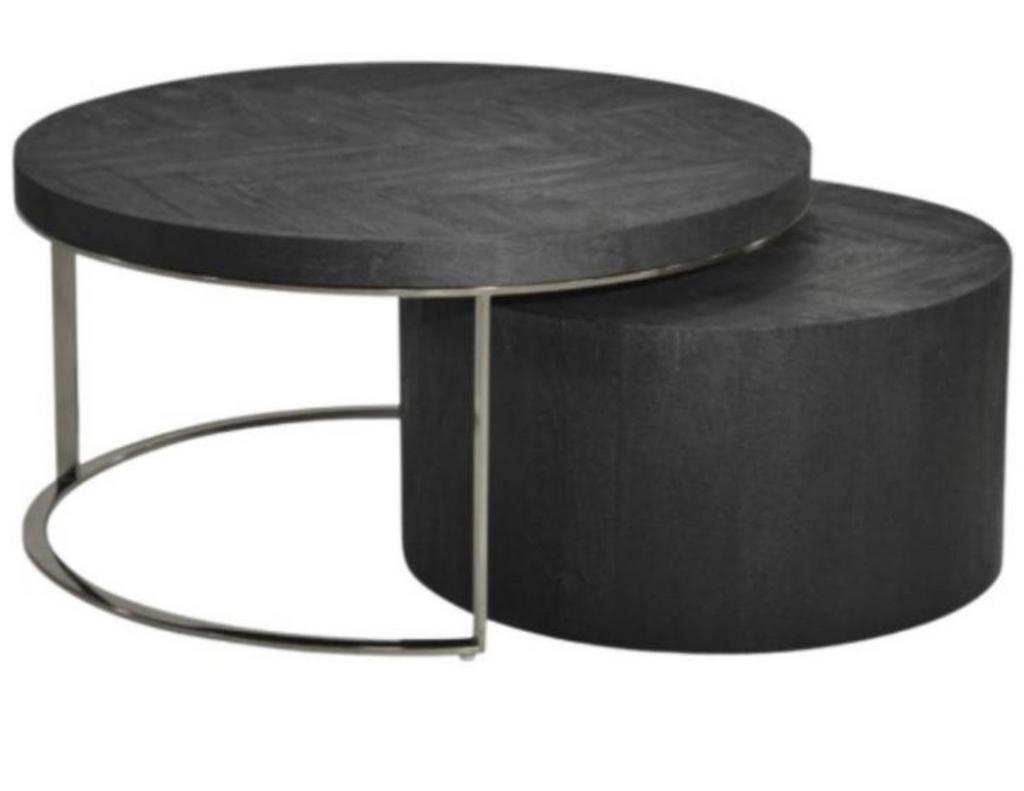 Black Bonito Salontafel Set, 50 tot 100 cm, 50 tot 75 cm, Rond, Zo goed als nieuw