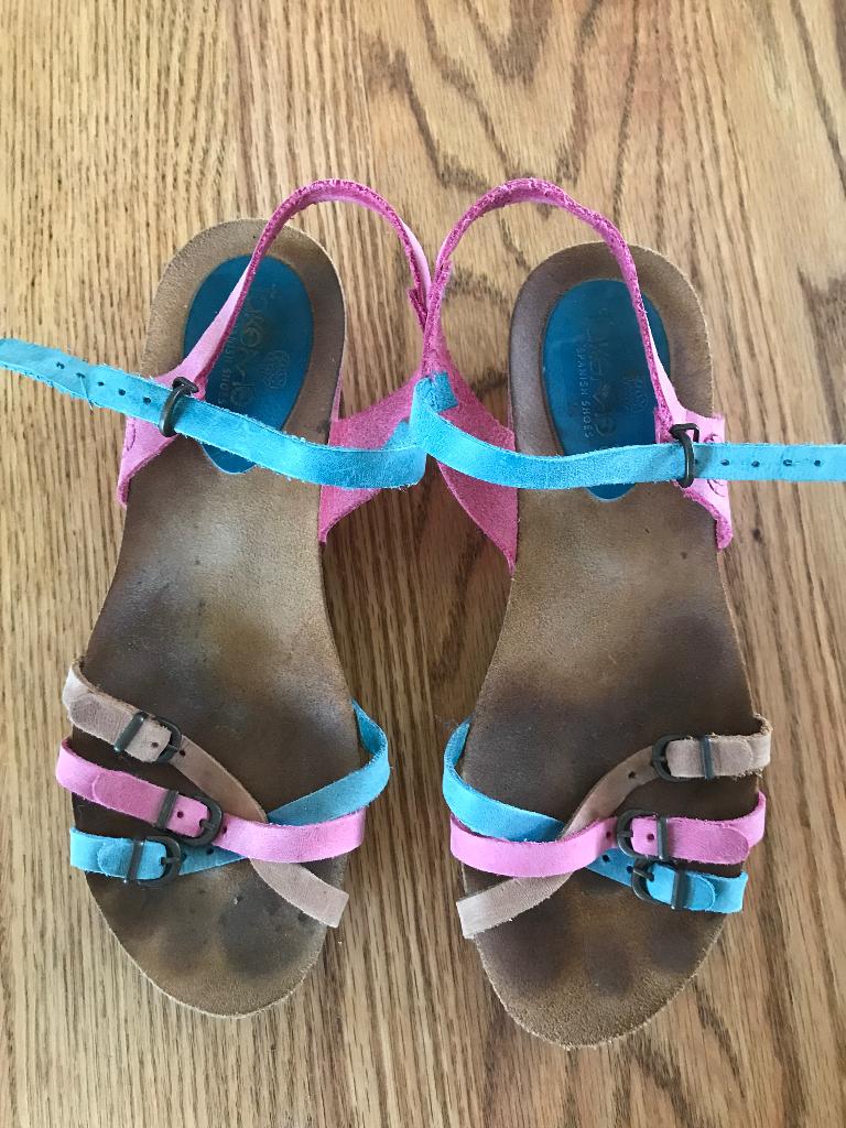 Take me sandaaltjes apart roze/bruin/blauw mt 38 z.g.a.n., Overige kleuren, Verzenden, Sandalen of Muiltjes, Gedragen