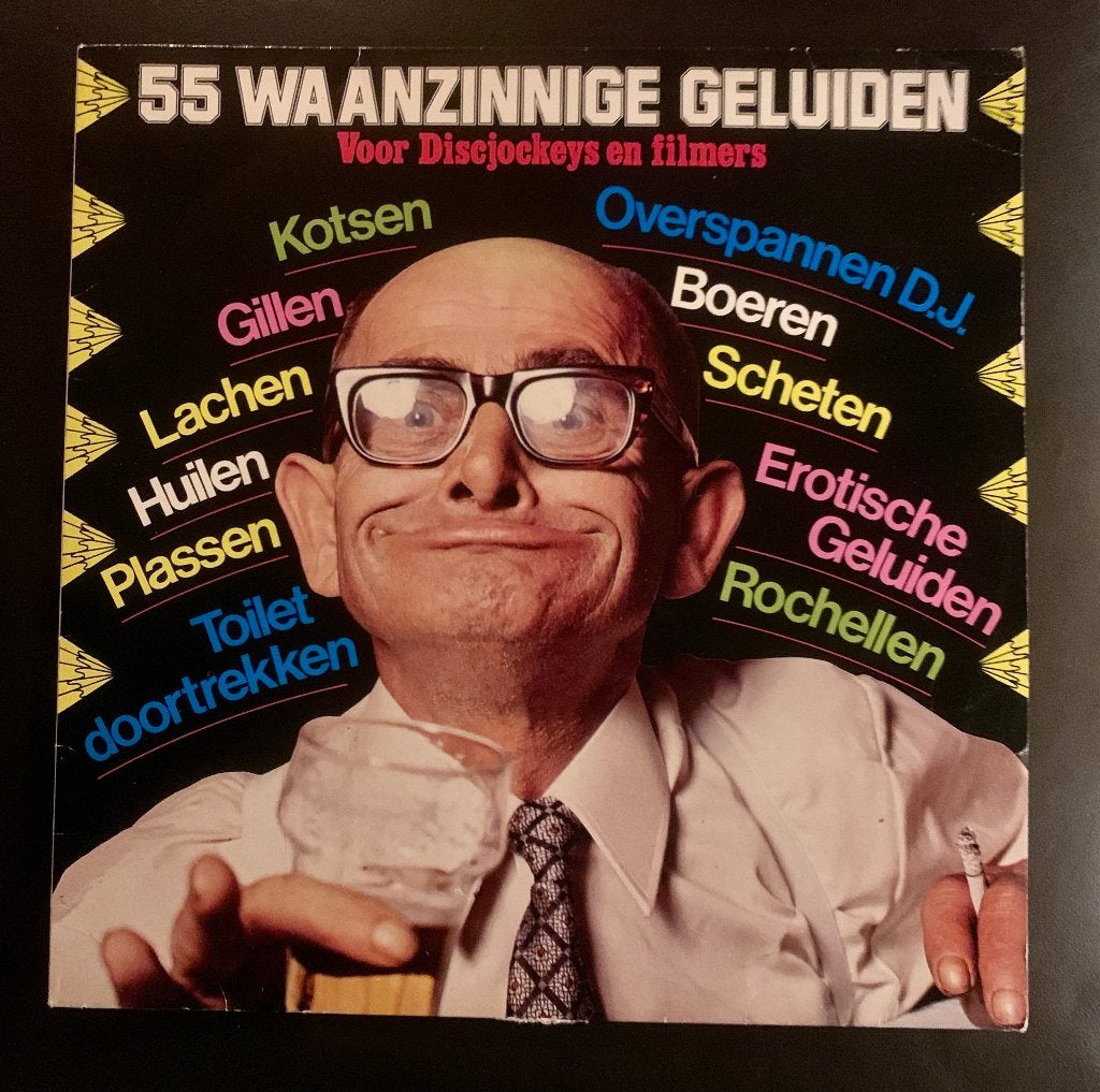 LP - 55 Waanzinnige Geluiden hoorspel kotsen boeren scheten, Ophalen of Verzenden, Gebruikt, 12 inch
