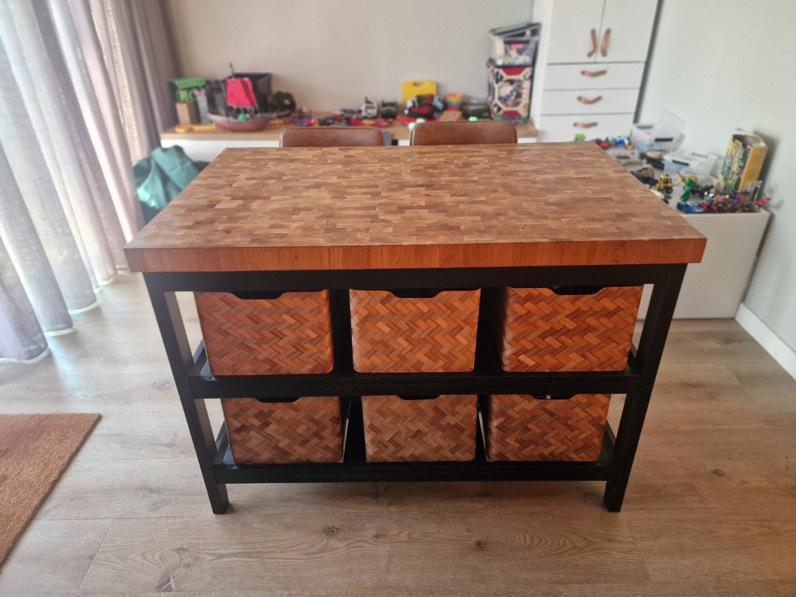Bartafel met opbergruimte en 2 barkrukken, Ophalen