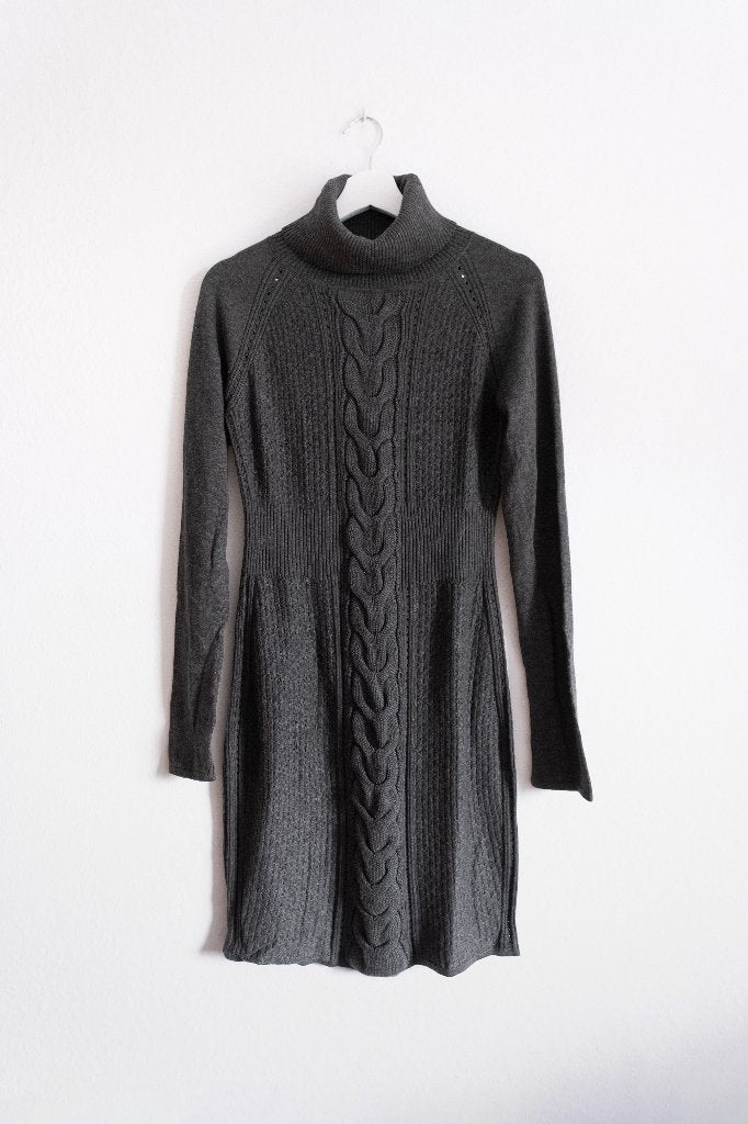 Grijze Gebreide Kabeljurk Maat S, Kleding | Dames, Ophalen of Verzenden, Knielengte, Maat 36 (S), Grijs