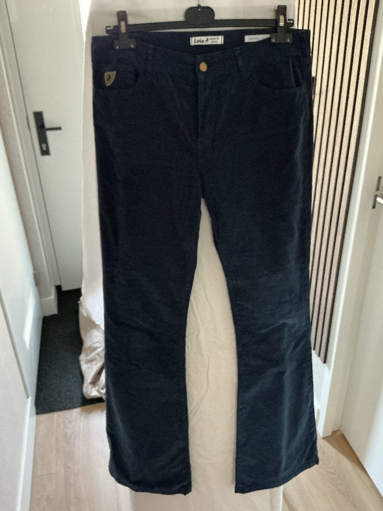 Donkerblauwe ribbroek merk Lois, Kleding | Dames, Broeken en Pantalons, Maat 42/44 (L), Nieuw, Lois, Lang