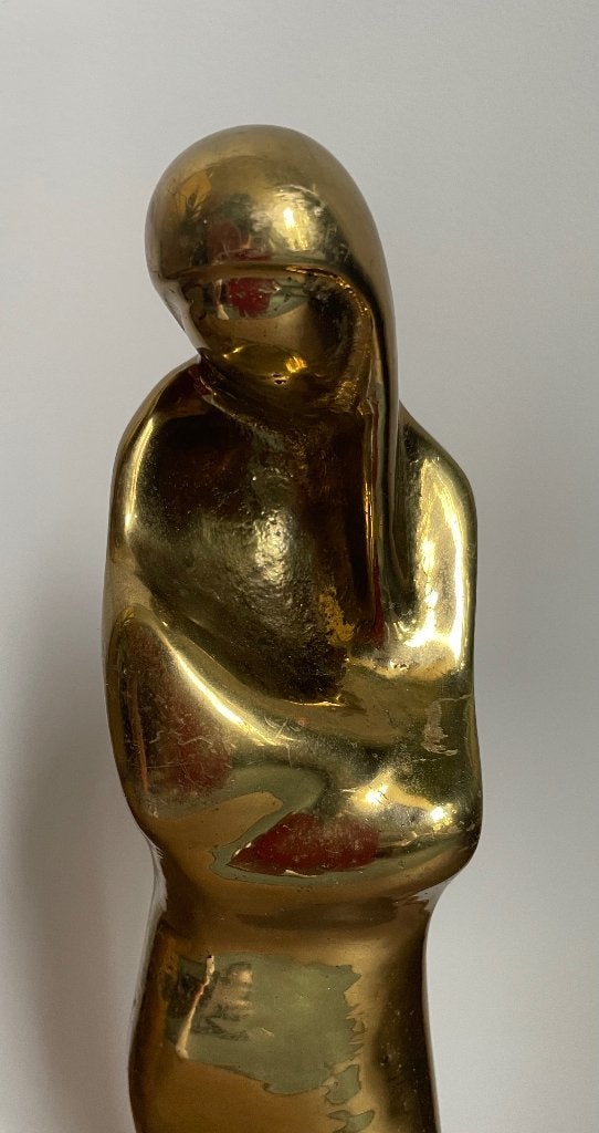 RENÉ DAEMEN - Maternité art deco Madonna messing sculptuur, Handgemaakt, Art deco, Ophalen of Verzenden, Brons