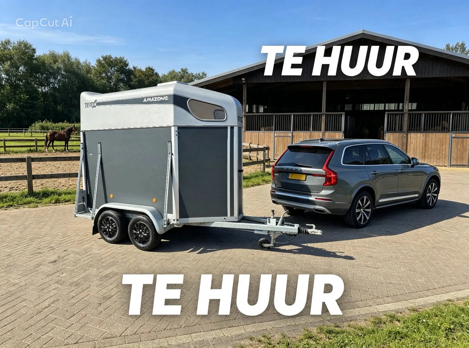 Paardentrailer 1,5 paards te huur, Dieren en Toebehoren, Ophalen, Zo goed als nieuw, Hout, 1½-paards trailer