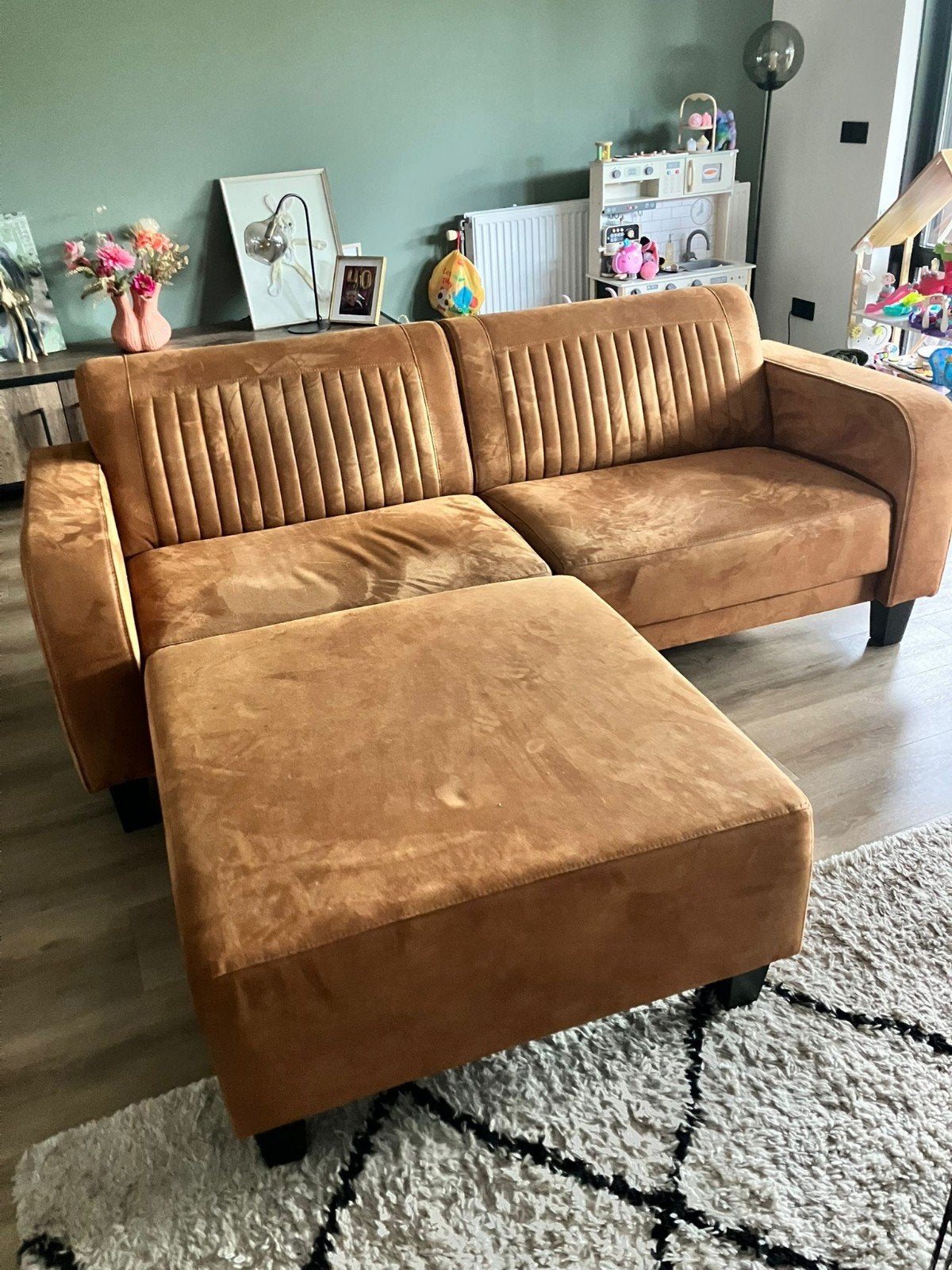 Mooi cognac bank, Huis en Inrichting, Banken | Bankstellen, Driepersoons, 200 tot 250 cm, 75 tot 100 cm, Ophalen