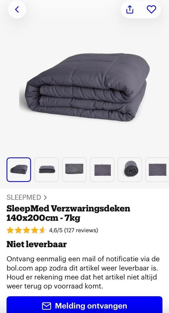Verzwaringsdeken 140x200cm - Grijs - 7kg, Huis en Inrichting, Ophalen, Eenpersoons, Grijs, Deken of Dekbed