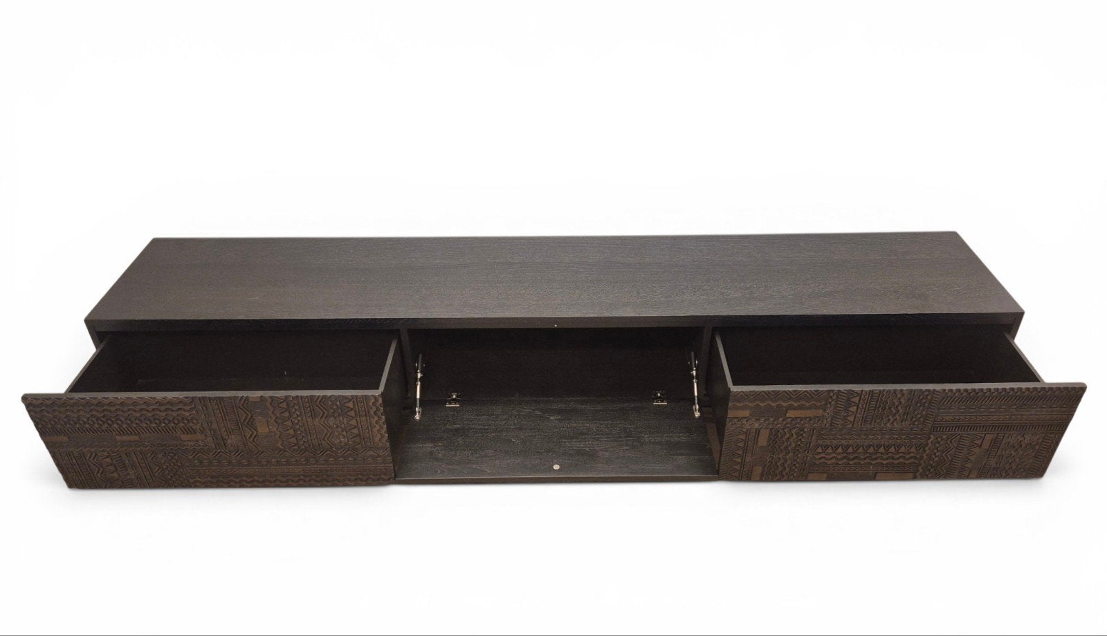 Ethnicraft Tabwa Zwart TV-meubel 240 cm, Ophalen, Gebruikt, Eikenhout, Ethnicraft