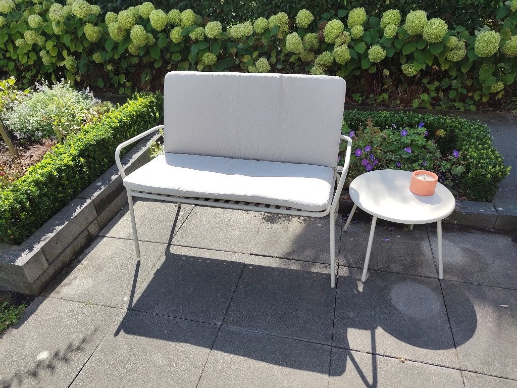 Tuinbankje met kussens, Tuin en Terras, Ophalen, Gebruikt, Metaal