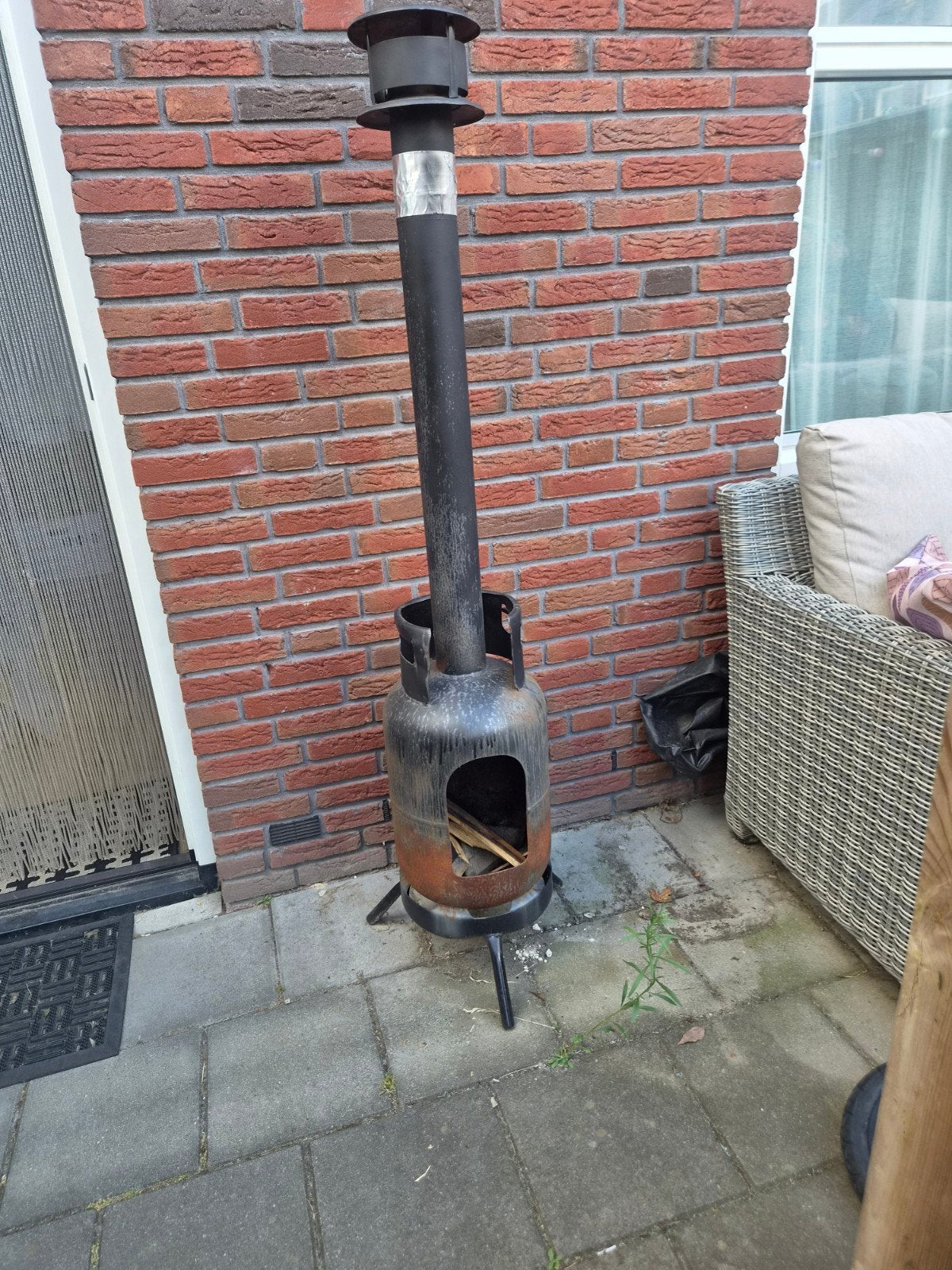 Buitenkachel / Vuurton van gerecyclede gasfles, Tuin en Terras, Vuurkorven, Ophalen, Gebruikt, Vuurton