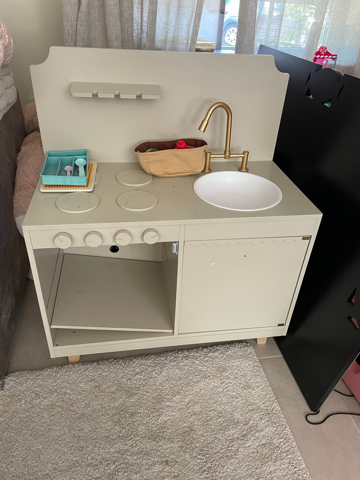Houten speelkeuken met kraan en accessoires, Ophalen, Gebruikt, Knutselen