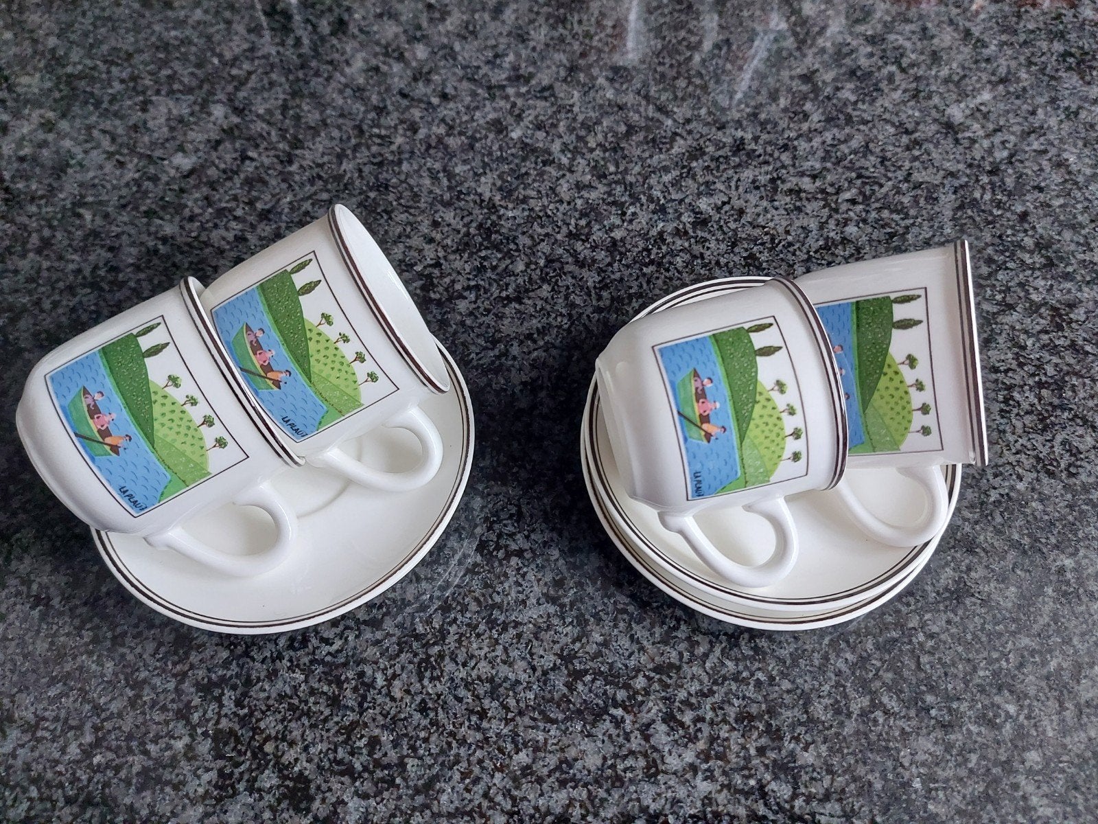 Villeroy & Boch Naif espresso kopjes met schotels (4 stuks), Villeroy & Boch, Ophalen of Verzenden, Zo goed als nieuw, Overige stijlen