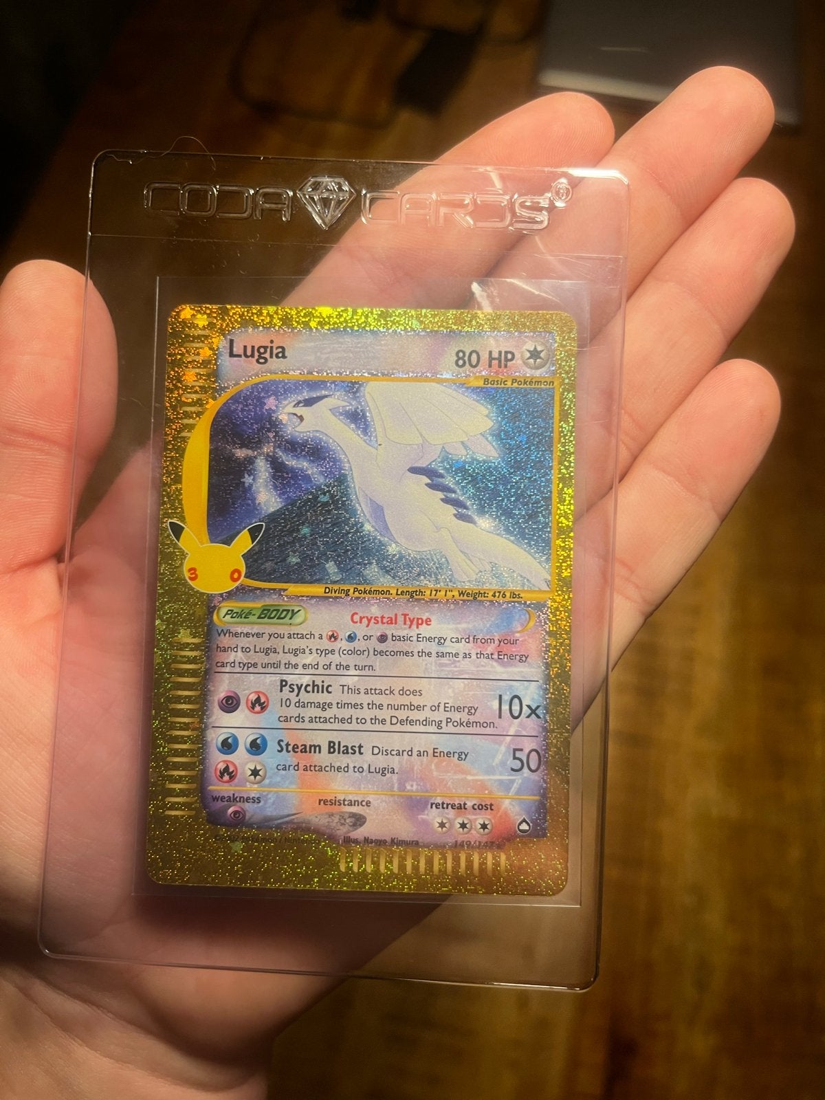 Pokémon Lugia Crystal Type Foil Kaart - Zo goed als nieuw, Ophalen of Verzenden, Zo goed als nieuw, Losse kaart, Foil