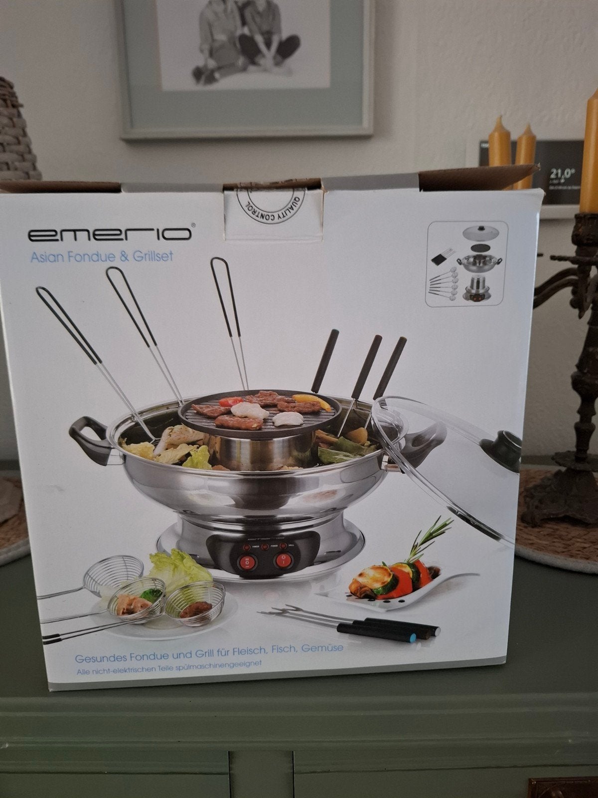 2 x Emerio Aziatische Fondue & Grillset - in doos, Witgoed en Apparatuur, Ophalen, Zo goed als nieuw