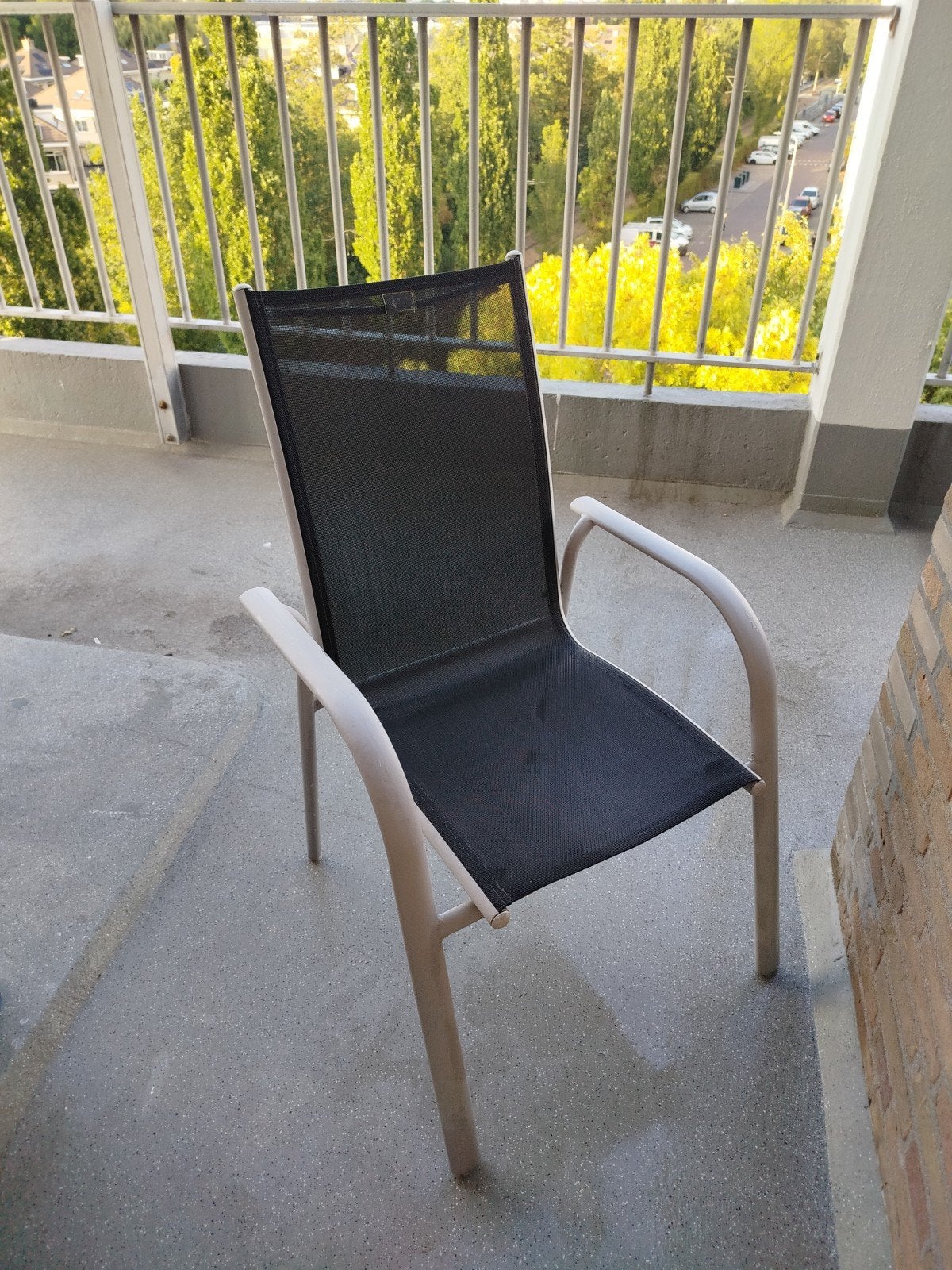 Comfortabele tuinstoel met textileen zitting, Tuin en Terras, Ophalen, Gebruikt, Aluminium