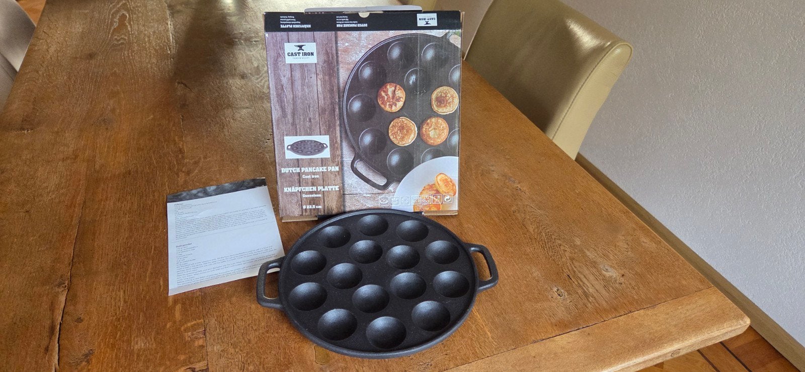 Poffertjespan voor 15 poffertjes, Ophalen, Gietijzer, Overige typen, Geschikt voor barbecue