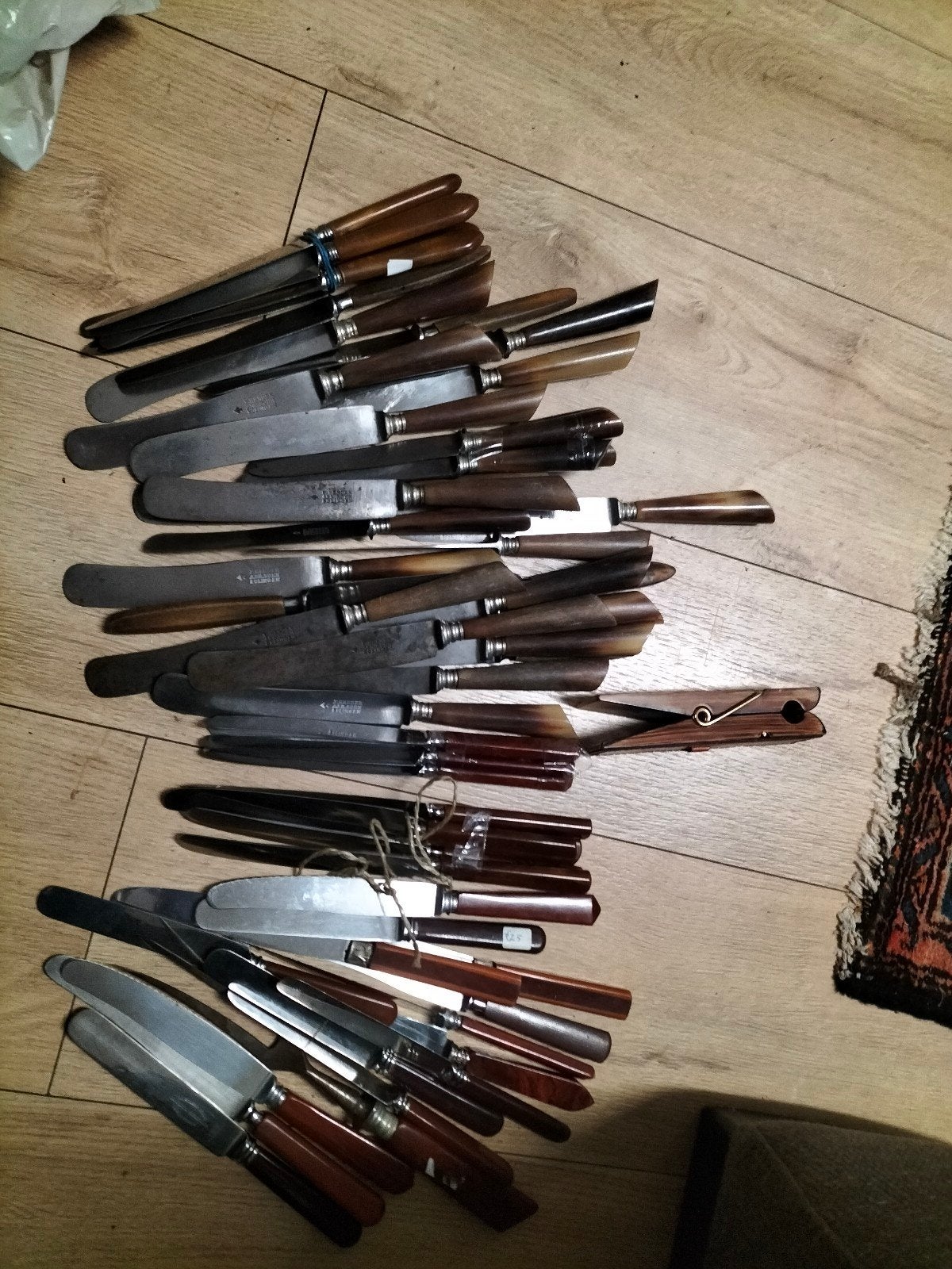 Vintage messen en vorken met houten handvatten, Antiek en Kunst, Ophalen of Verzenden