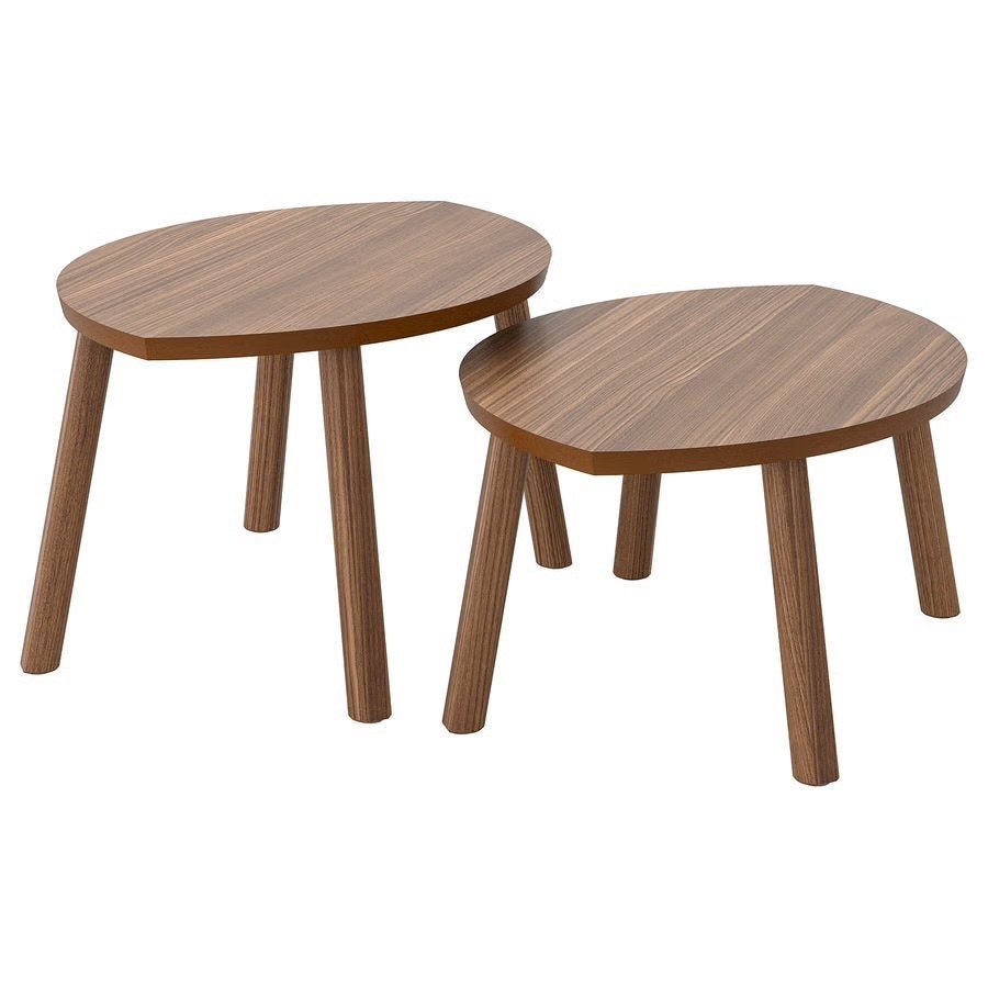 STOCKHOLM Bijzettafel, set van 2, walnootfineer, Huis en Inrichting, Minder dan 45 cm, Zo goed als nieuw, Overige vormen, Hout