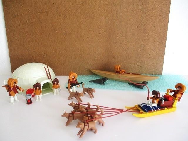playmobil Iglo 3465 + Kajak met sledehonden 4366 vintage, Ophalen of Verzenden, Gebruikt, Complete set