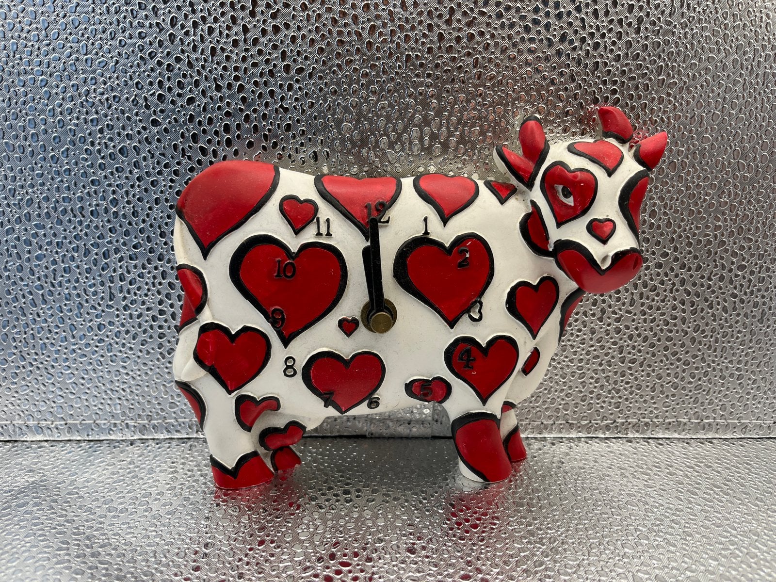 Leuke hartjes koe klok - uniek design, Ophalen, Gebruikt