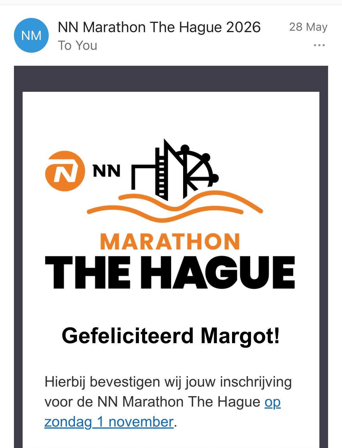 Startbewijs marathon Den Haag - wave 2, Verzenden, Nieuw