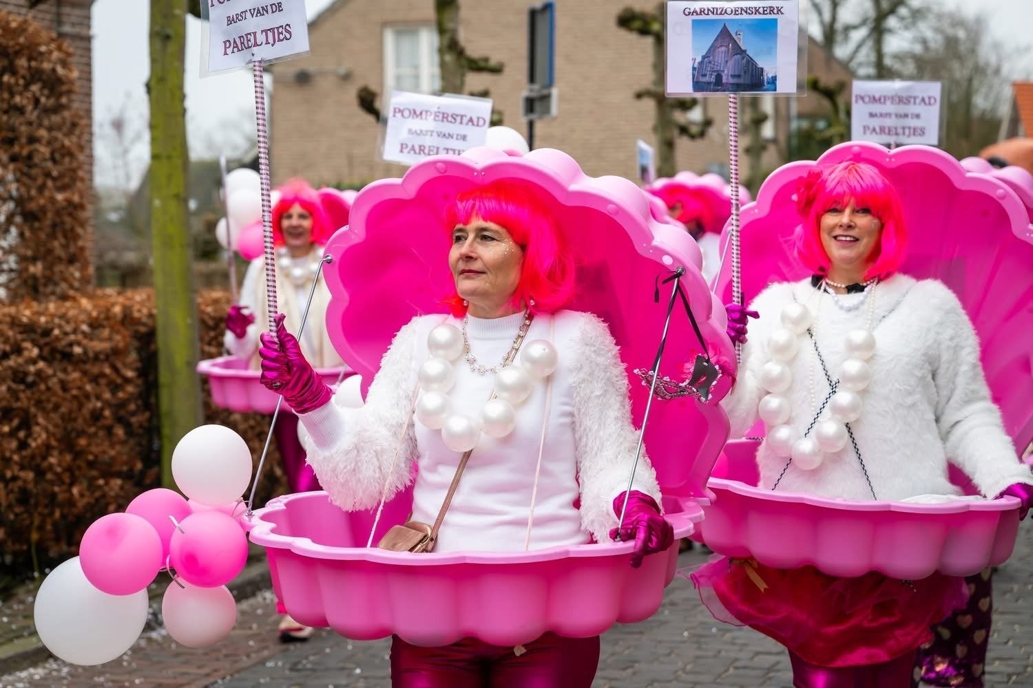 11 x Roze Schelp Kostuums - Compleet voor Carnavalsgroep, Ophalen, Gedragen, Carnaval, Kleding