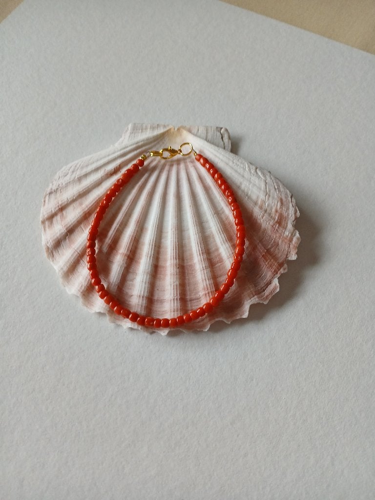 Bloedkoralen armbandje, 21 cm, Verzenden, Gebruikt, Oranje, Overige materialen