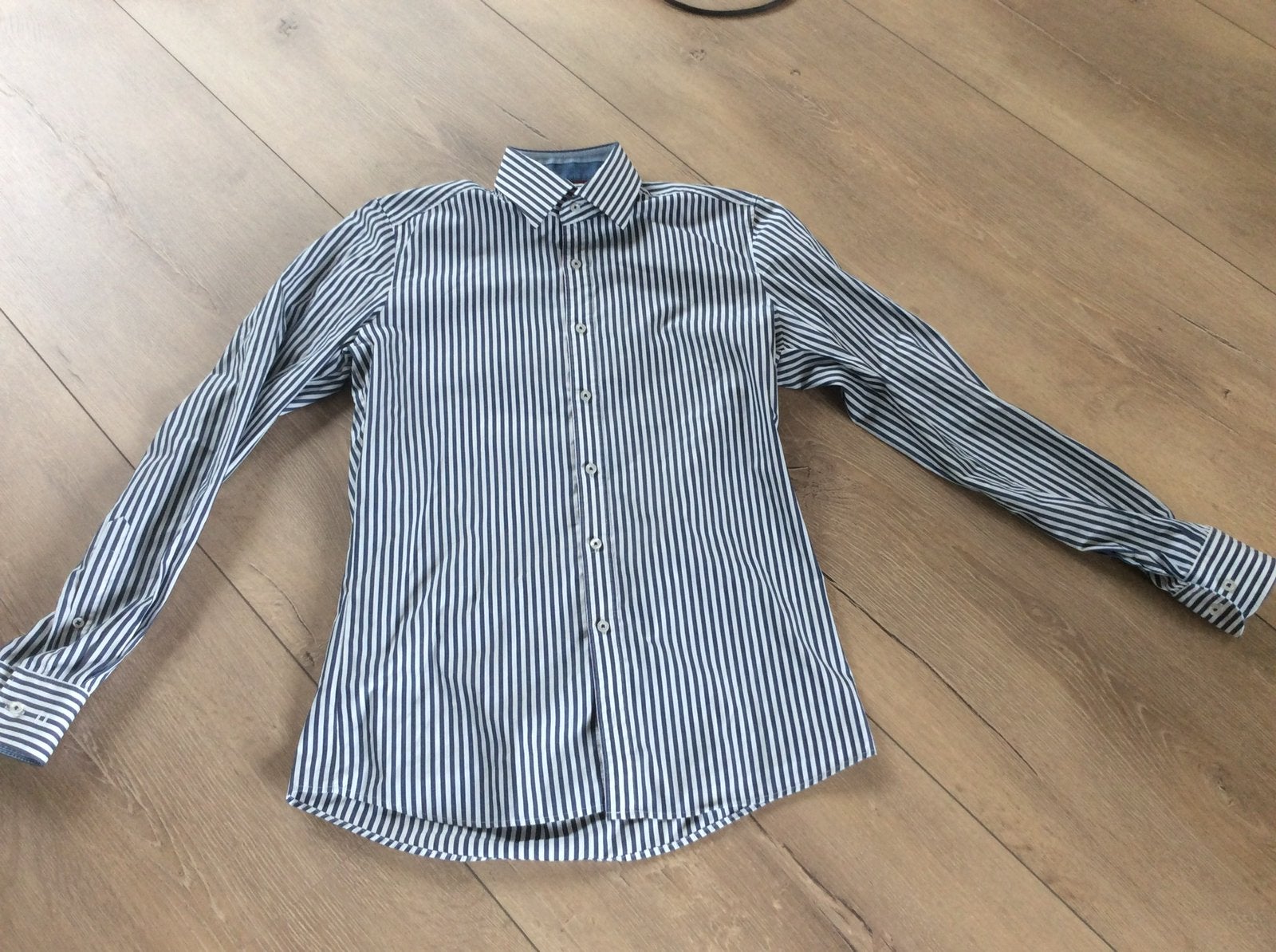 Overhemd gestreept blauw/wit, Ophalen of Verzenden, Zo goed als nieuw, Blauw