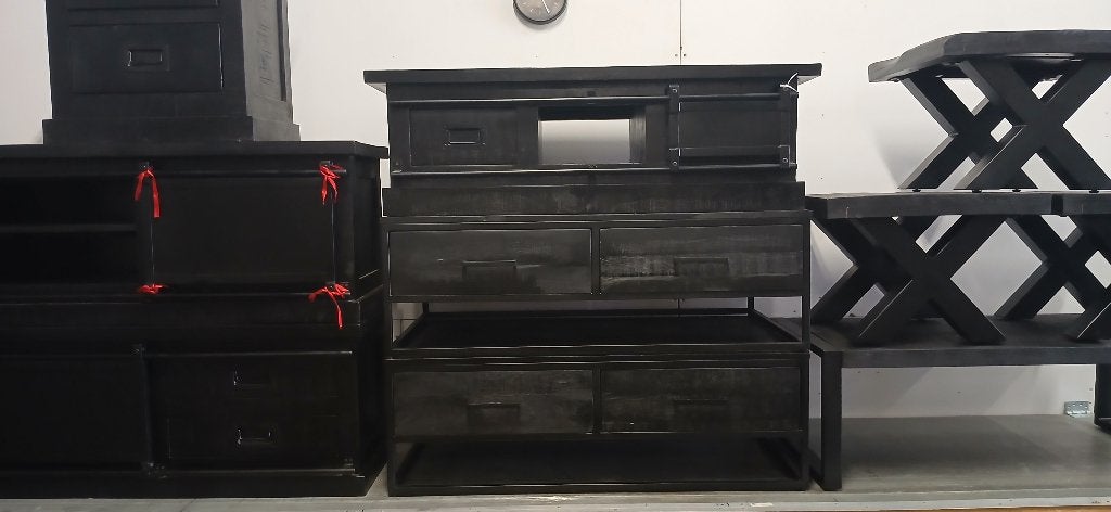 Partijtje zwart mango meubelen, Ophalen, 100 tot 150 cm, ., Nieuw