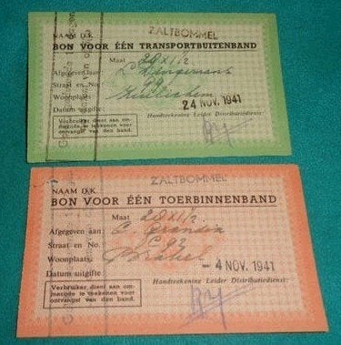 Zaltbommel Oorlog wo2 fiets rijwiel band distributie set1, Verzenden, Overige soorten, Nederland, Overige typen