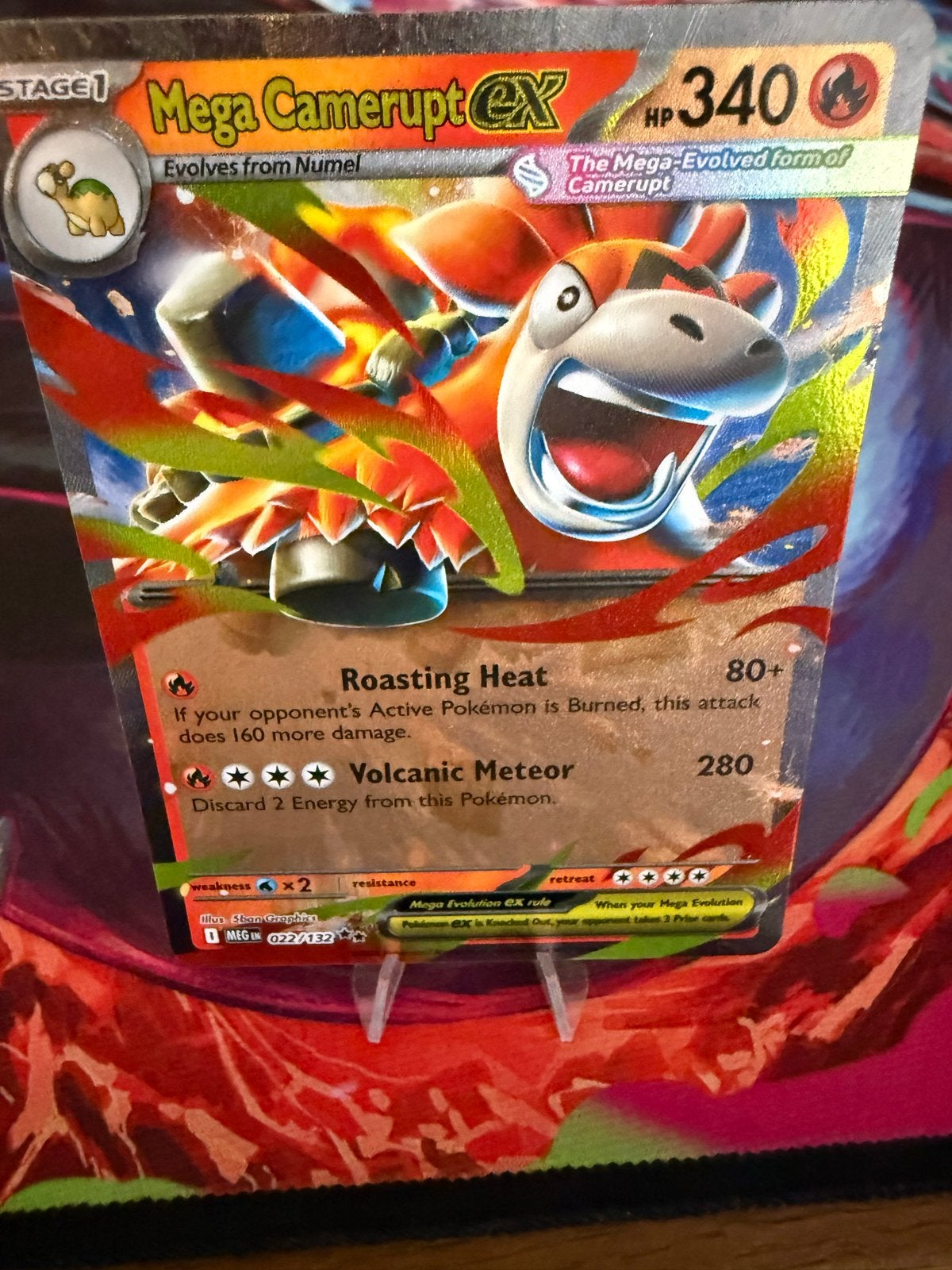 Mega Camerupt EX 022/132 MEG, Ophalen of Verzenden, Zo goed als nieuw, Losse kaart, Foil