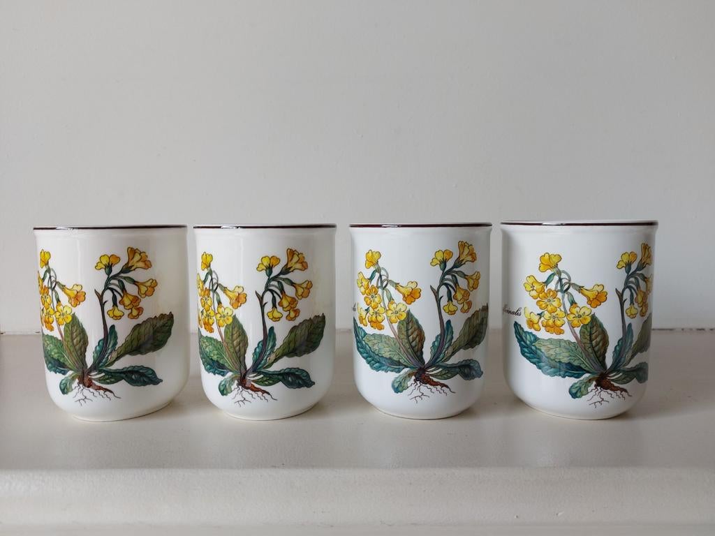 4 Villeroy & Boch Botanica bekers primula officinalis, Huis en Inrichting, Villeroy & Boch, Ophalen of Verzenden, Zo goed als nieuw
