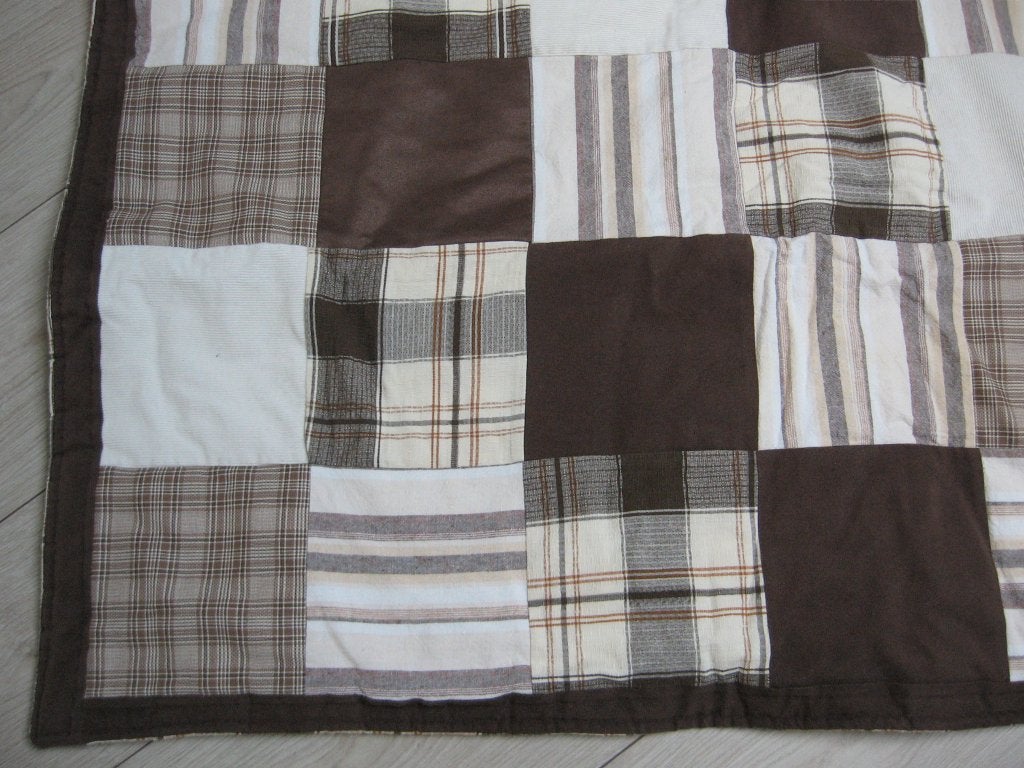 Pats work boxkleed 100 x 100 cm €15.00 Hand made bruin tint., Kinderen en Baby's, Ophalen of Verzenden, Zo goed als nieuw, Vierkant