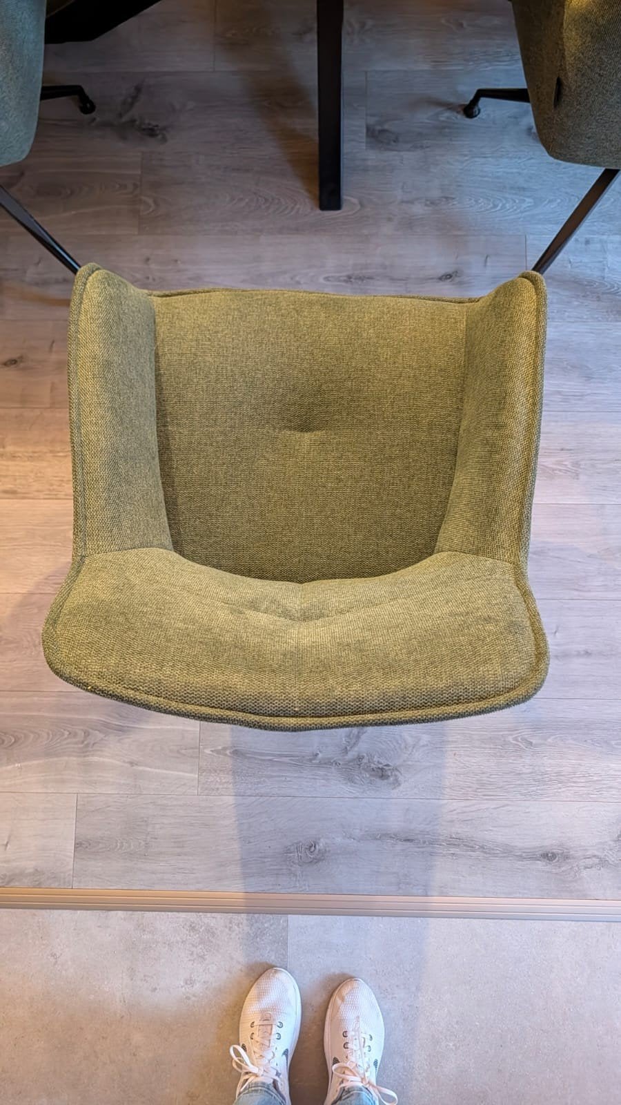 8 Comfortabele groene eetkamerstoel met draaivoet, Overige kleuren, Modern, Industrieel, Ophalen of Verzenden, Zo goed als nieuw