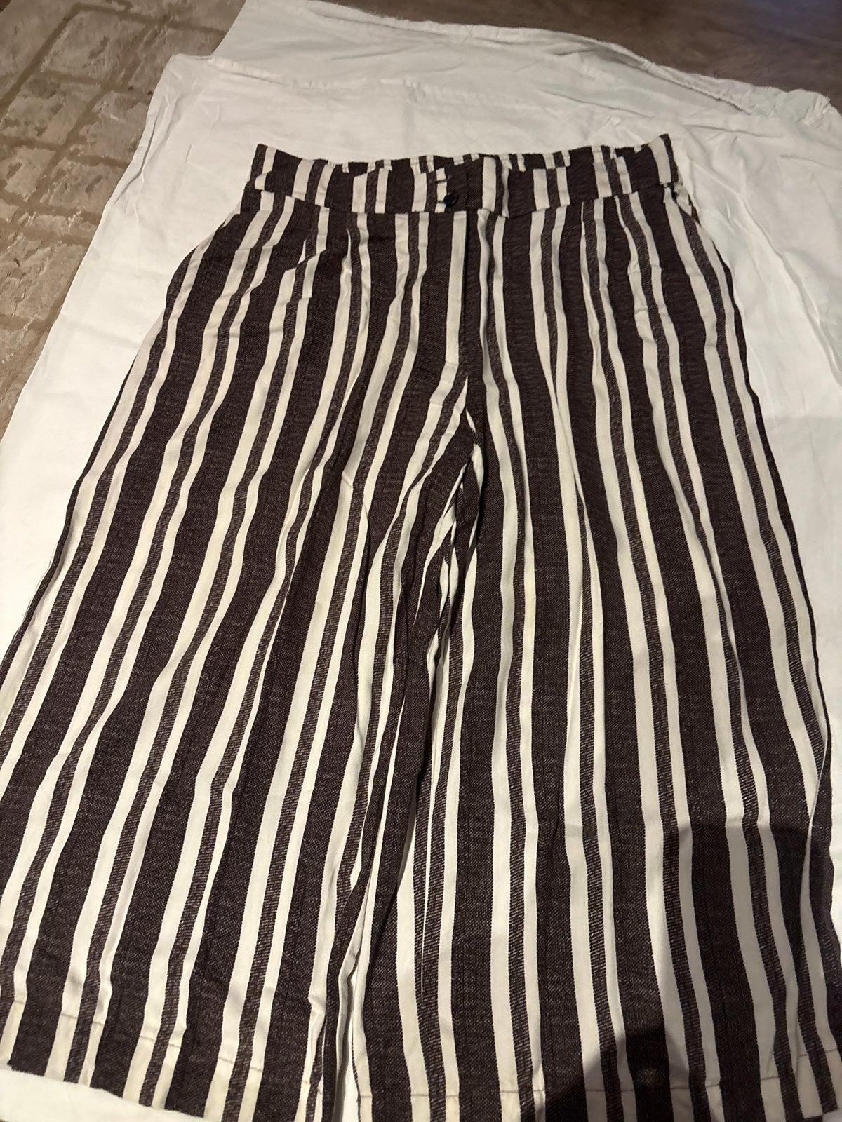 Gestreepte culotte broek - Zwart/Wit, Maat M, Meerkleurig, Maat 42/44 (L), Ophalen of Verzenden, Zo goed als nieuw
