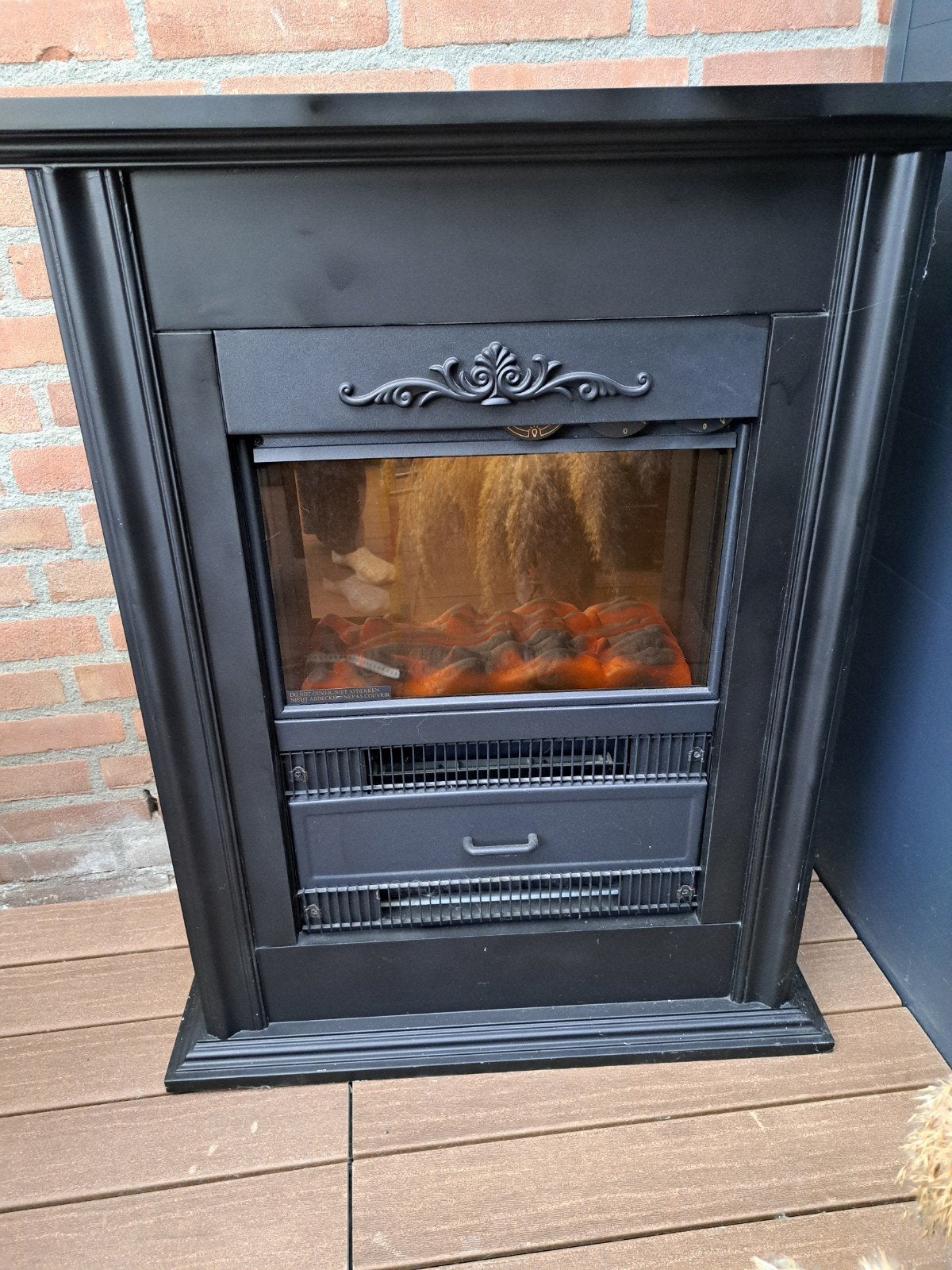 Elektrische sfeerhaard met verwarming en vlameffect, Ophalen, Gebruikt, Vrijstaande haard, Elektrische haard