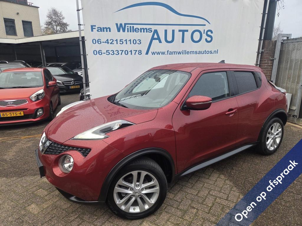 Nissan Juke 1.2 DIG-T S/S Acenta (bj 2015), Auto's, Voorwielaandrijving, Stof, Zwart, 116 pk