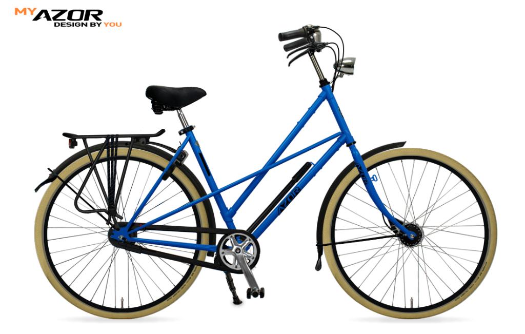 Azor dames 49cm kruisframe blauw, Fietsen en Brommers, Fietsen | Dames | Damesfietsen, Zo goed als nieuw, Overige merken, Versnellingen