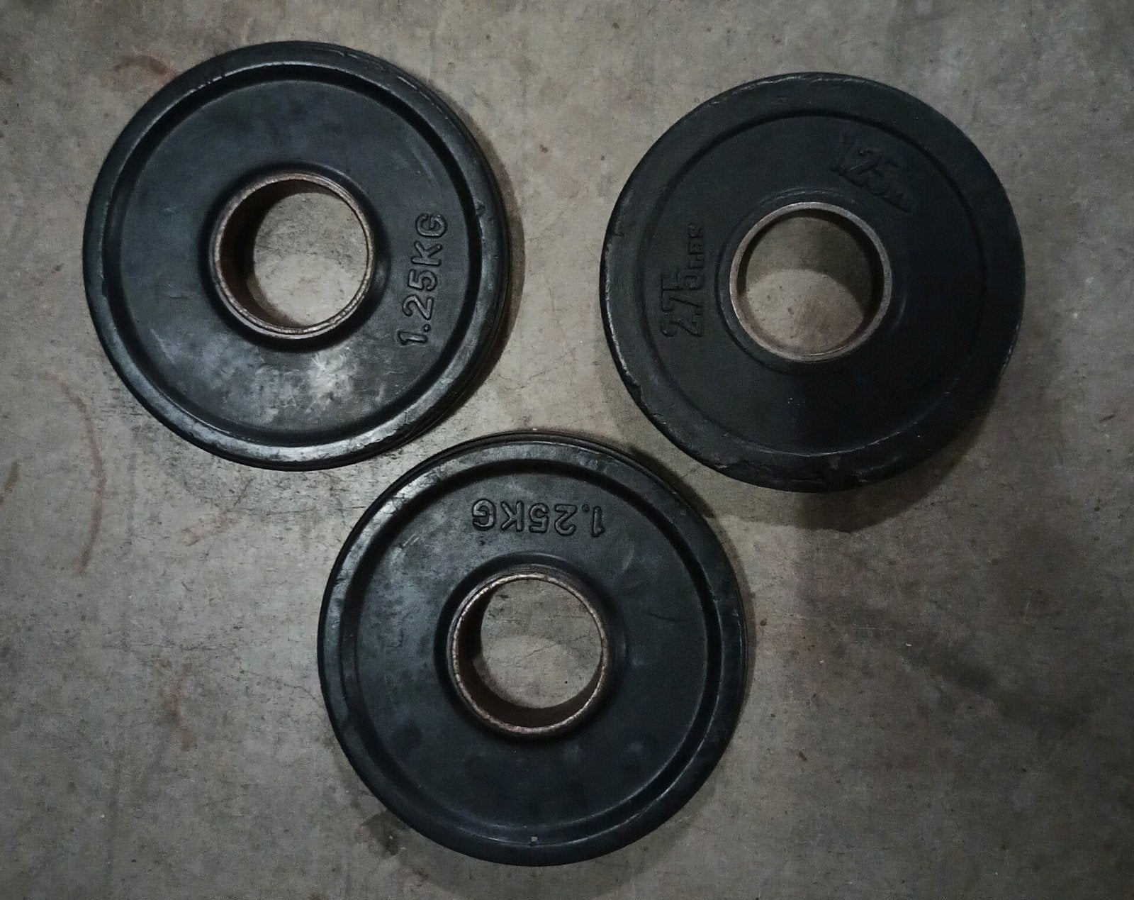 olympische halterschijven 3 x 1,25 kg, Sport en Fitness, Ophalen of Verzenden, Gebruikt