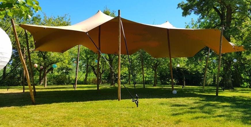 OUTLET DEAL! Stretchtent HQ8 3,5x3,5m Sand – Nieuw, Tuin en Terras, Partytenten, Ophalen, Opvouwbaar, Overige typen, Minder dan 4 meter
