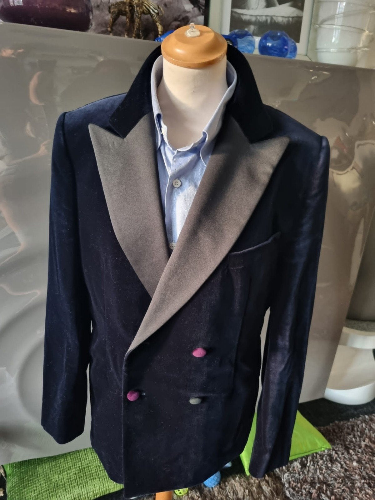 Pelliano velours blazer, maat 52, blauw, uitmuntende staat., Maat 52/54 (L), Blauw, Ophalen of Verzenden, Zo goed als nieuw
