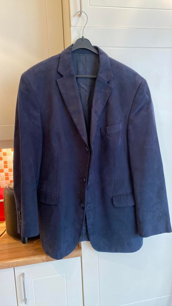 Kolbert maat 54, donkerblauw suèdeachtig., Kleding | Heren, Kostuums en Colberts, Ophalen of Verzenden, Zo goed als nieuw, Maat 52/54 (L)