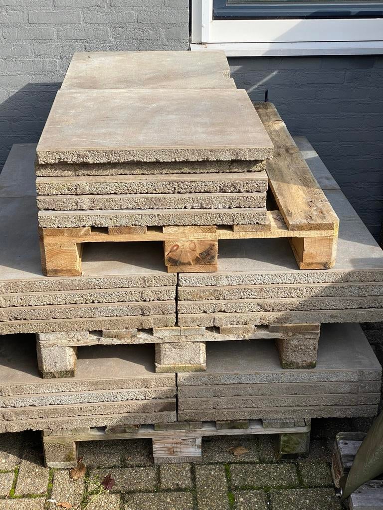Grijze terrastegels 60x60x4 - 12m2 voor terras of stapstenen, Tuin en Terras, Ophalen, Zo goed als nieuw, 10 m² of meer, Beton