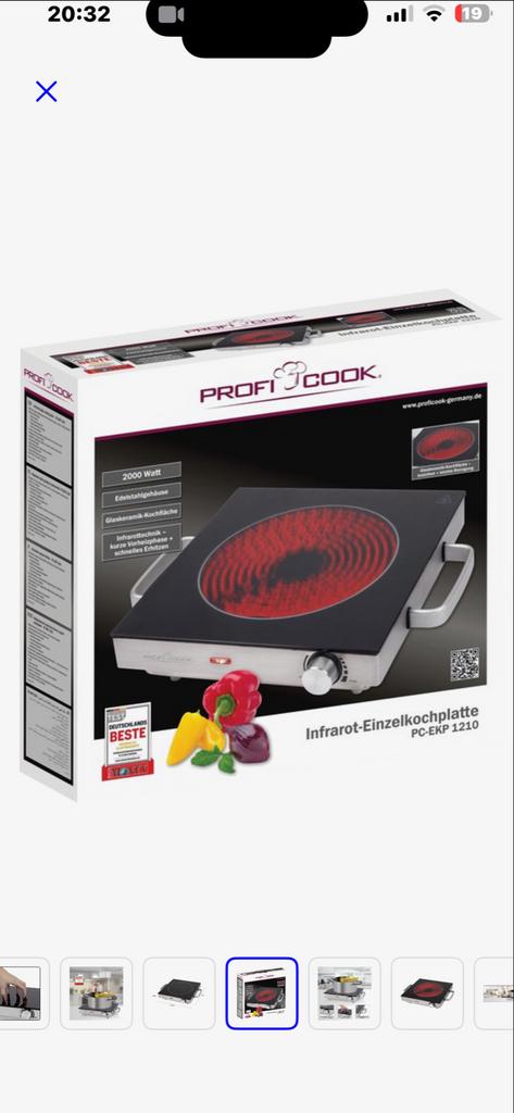 ProfiCook Infrarood Kookplaat PC-EKP 1210 - Nieuw, Ophalen of Verzenden, Zo goed als nieuw