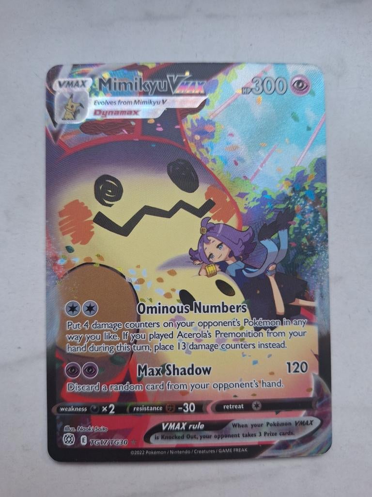 Mimikyu VMAX TG17/TG30 Pokémon Kaart - Goede Staat, Hobby en Vrije tijd, Verzamelkaartspellen | Pokémon, Ophalen of Verzenden